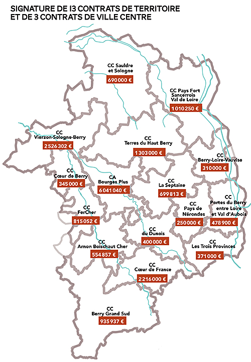 carte du département avec les contrats et les montants